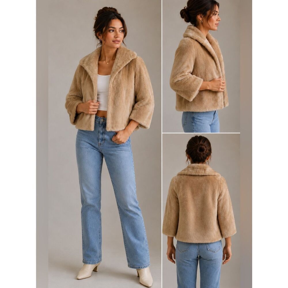 Vintage Frost Brothers Luxurious Cream Faux Fur Coat